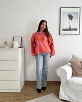 Strickpullover gestreift Orange/Rosa
