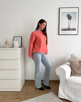 Strickpullover gestreift Orange/Rosa