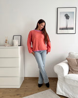 Strickpullover gestreift Orange/Rosa