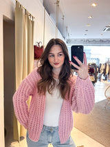 Grobe Strickjacke Rosa