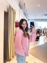 Grobe Strickjacke Rosa