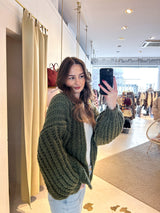 Grobe Strickjacke Olive