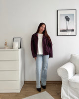 Jacke mit hohem Kragen Dots Weinrot