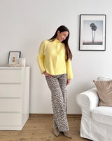 Strickjacke mit Zipper Gelb