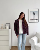 Jacke mit hohem Kragen Dots Weinrot