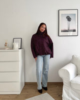 Jacke mit hohem Kragen Dots Weinrot