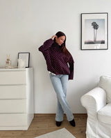 Jacke mit hohem Kragen Dots Weinrot