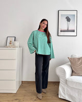 Longsleeve mit Streifen Grün/Pink