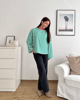 Longsleeve mit Streifen Grün/Pink