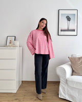 Longsleeve mit Streifen Pink/Weiß