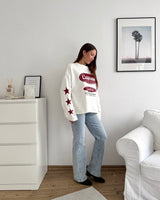 California Sweater Beige/Weinrot