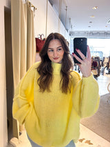 Oversized Strickpullover mit Stehkragen Gelb
