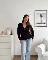 Feine Strickjacke Schwarz