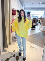 Oversized Strickpullover mit Stehkragen Gelb