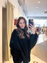 Oversized Strickpullover mit Stehkragen Schwarz