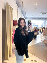 Oversized Strickpullover mit Stehkragen Schwarz