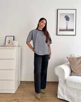 T-Shirt mit Streifen Navy/Weiß