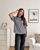 T-Shirt mit Streifen Navy/Weiß