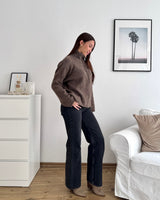 Strickjacke mit Zipper Hellbraun
