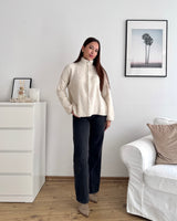 Strickjacke mit Zipper Beige