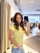 Ribbed Kurzarm Shirt Gelb