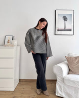 Longsleeve mit Doppelstreifen Schwarz/Weiß