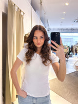 Ribbed Kurzarm Shirt Weiß