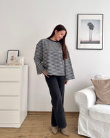 Longsleeve mit Doppelstreifen Navy/Weiß