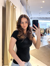 Ribbed Kurzarm Shirt Schwarz