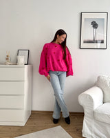 Strickpullover mit kleinen Herzen Pink/Rot