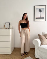 Plissee Hose Beige