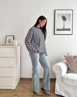 Longsleeve mit Streifen Navy/Weiß