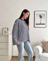Longsleeve mit Streifen Navy/Weiß