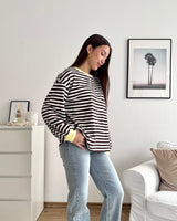 Longsleeve Patch mit Streifen Braun/Gelb