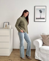 Strickjacke mit Zipper Olive