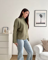 Strickjacke mit Zipper Olive