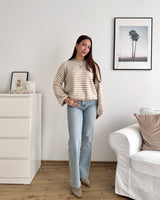 Strickpullover gestreift Taupe