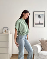 Cropped Bluse mit Knoten Mint