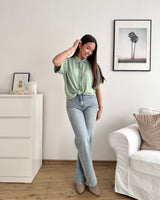 Cropped Bluse mit Knoten Mint
