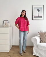 T-Shirt Creative my Services mit Streifen Rot/Pink