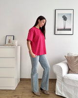 T-Shirt Creative my Services mit Streifen Rot/Pink