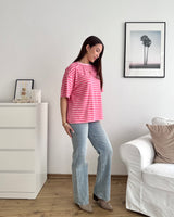 T-Shirt Creative my Services mit Streifen Rosa/Pink