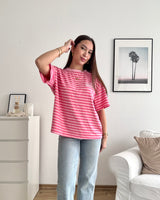 T-Shirt Creative my Services mit Streifen Rosa/Pink