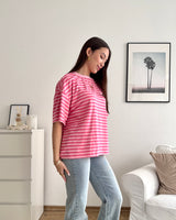 T-Shirt Creative my Services mit Streifen Rosa/Pink