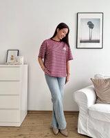 T-Shirt Creative my Services mit Streifen Rosa/Weinrot