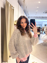 Strickpullover fein gestreift Rosa