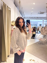 Strickpullover fein gestreift Rosa