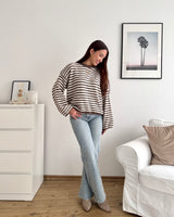 Strickpullover gestreift Hellbraun