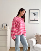 Longsleeve Moment mit Streifen Rosa/Pink