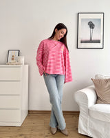 Longsleeve Moment mit Streifen Rosa/Pink